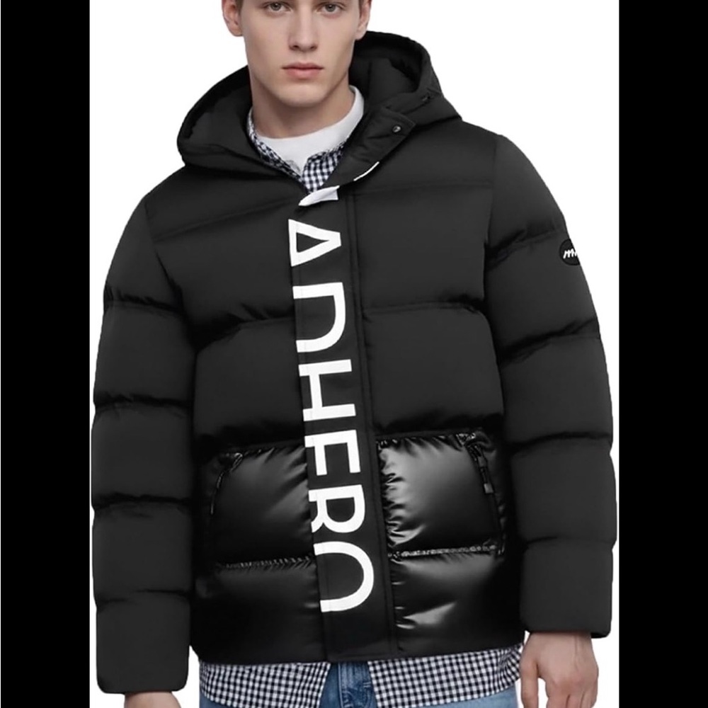 MADHERO Men's Water-Resistant Insulated Puffer Jacket Black Medium